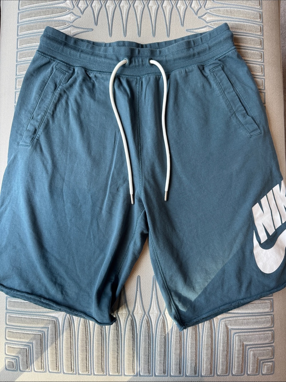 Nike Teal Blue Athletic Shorts with White Drawstring